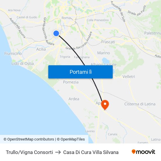 Trullo/Vigna Consorti to Casa Di Cura Villa Silvana map