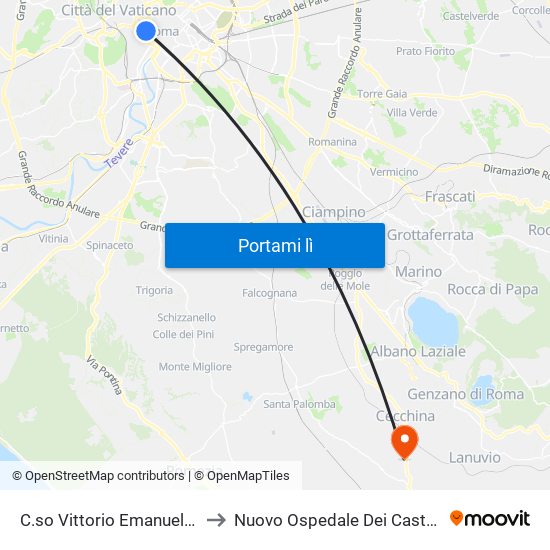 C.so Vittorio Emanuele/Navona to Nuovo Ospedale Dei Castelli Romani map