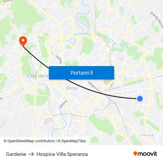 Gardenie to Hospice Villa Speranza map