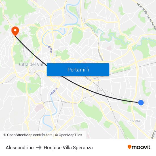 Alessandrino to Hospice Villa Speranza map