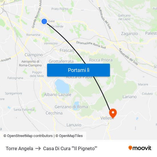 Torre Angela to Casa Di Cura ""Il Pigneto"" map