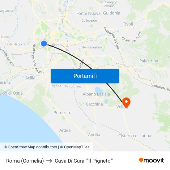 Roma (Cornelia) to Casa Di Cura ""Il Pigneto"" map