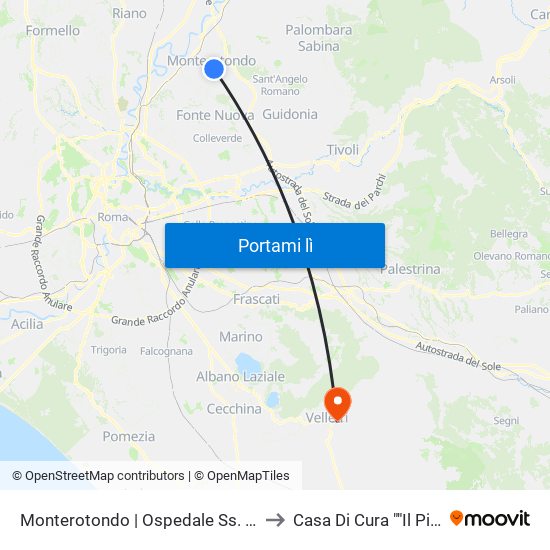 Monterotondo | Ospedale Ss. Gonfalone to Casa Di Cura ""Il Pigneto"" map