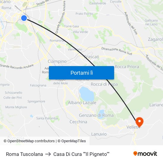 Roma Tuscolana to Casa Di Cura ""Il Pigneto"" map