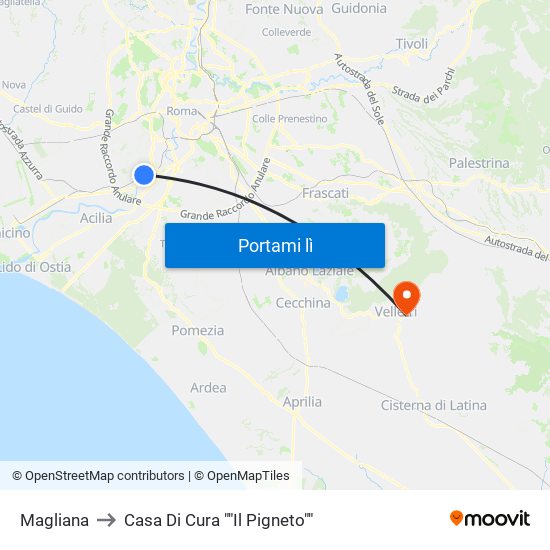 Magliana to Casa Di Cura ""Il Pigneto"" map