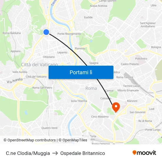 C.ne Clodia/Muggia to Ospedale Britannico map