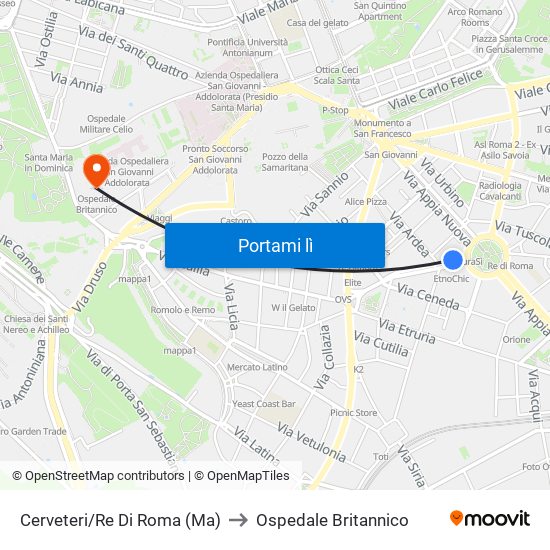 Cerveteri/Re Di Roma (Ma) to Ospedale Britannico map