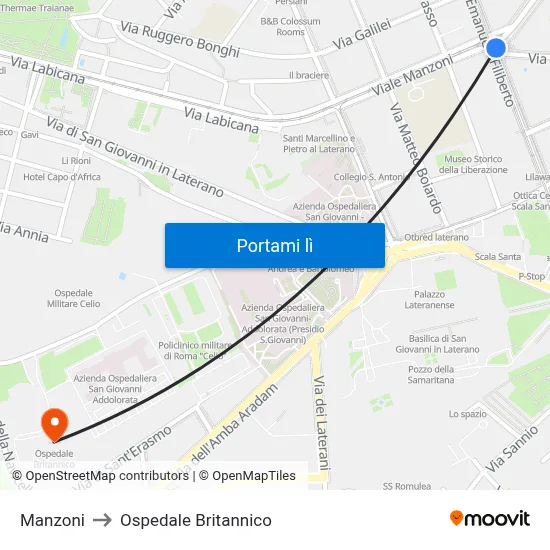 Manzoni to Ospedale Britannico map