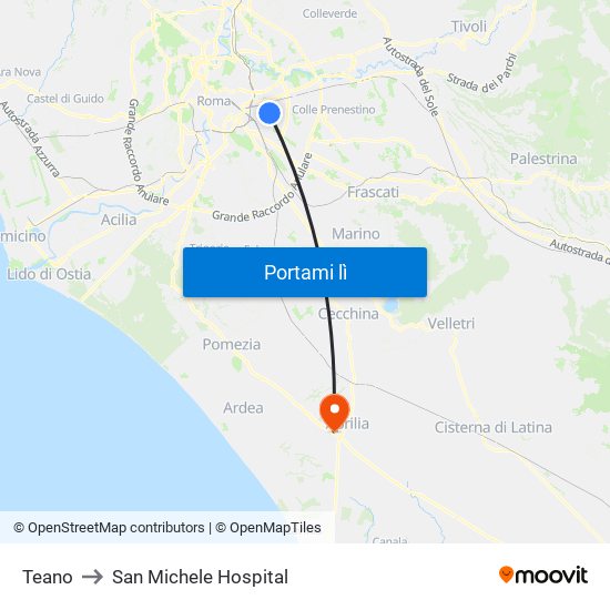 Teano to San Michele Hospital map