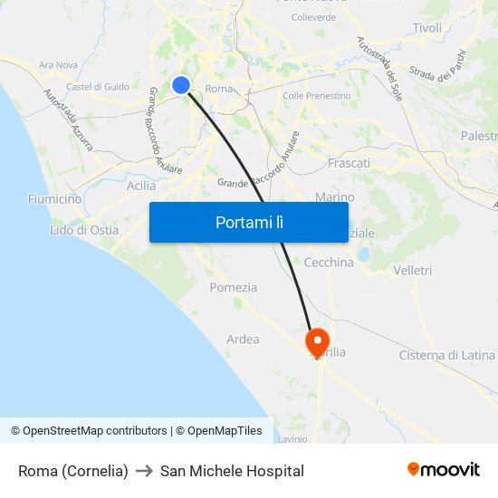 Roma (Cornelia) to San Michele Hospital map