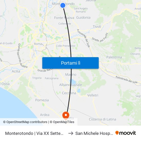 Monterotondo | Via XX Settembre to San Michele Hospital map