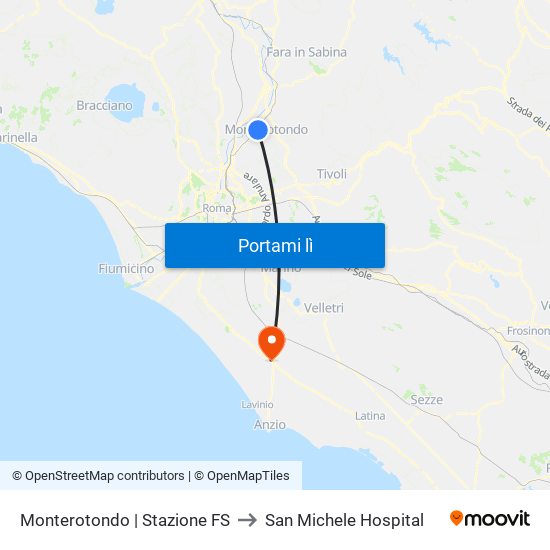 Monterotondo | Stazione FS to San Michele Hospital map