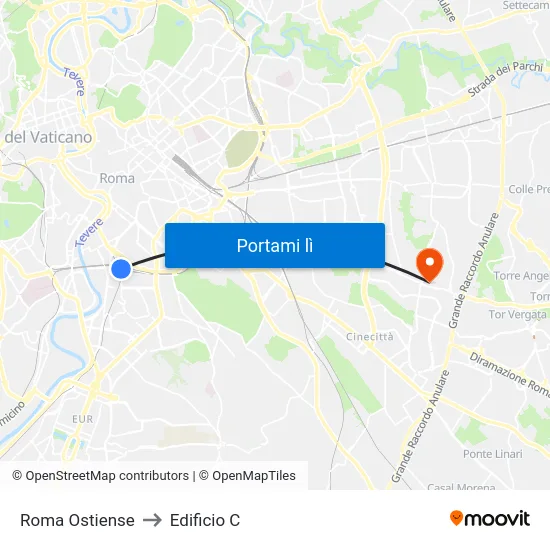 Roma Ostiense to Edificio C map
