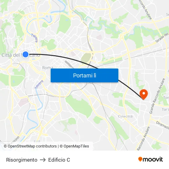 Risorgimento to Edificio C map
