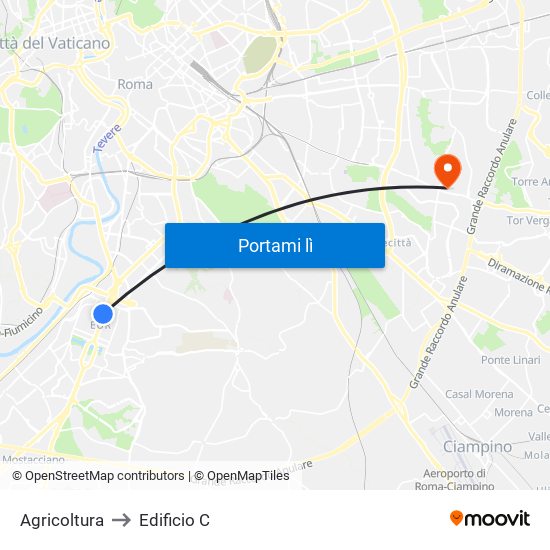 Agricoltura to Edificio C map
