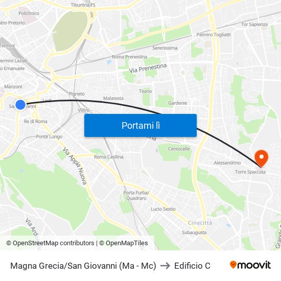 Magna Grecia/San Giovanni (Ma - Mc) to Edificio C map