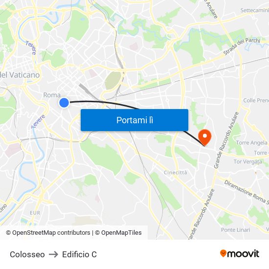 Colosseo to Edificio C map