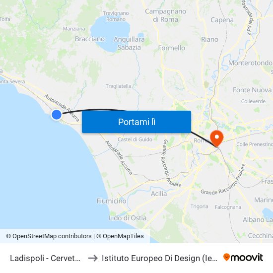 Ladispoli - Cerveteri to Istituto Europeo Di Design (Ied) map