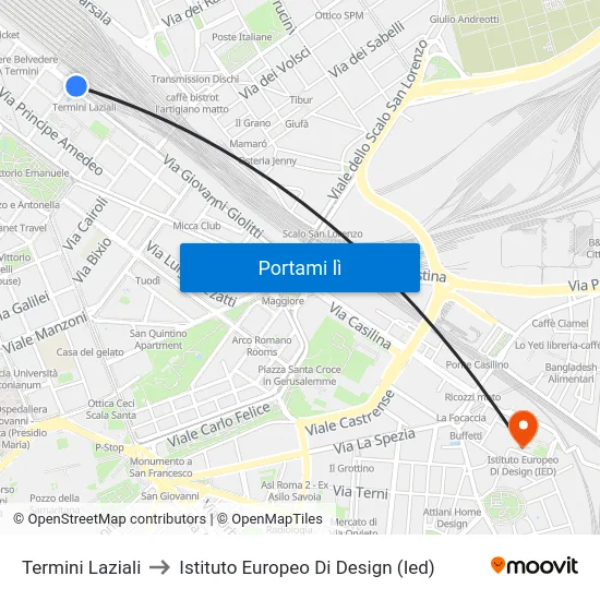 Termini Laziali to Istituto Europeo Di Design (Ied) map