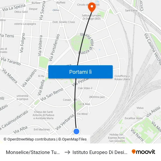 Monselice/Stazione Tuscolana to Istituto Europeo Di Design (Ied) map