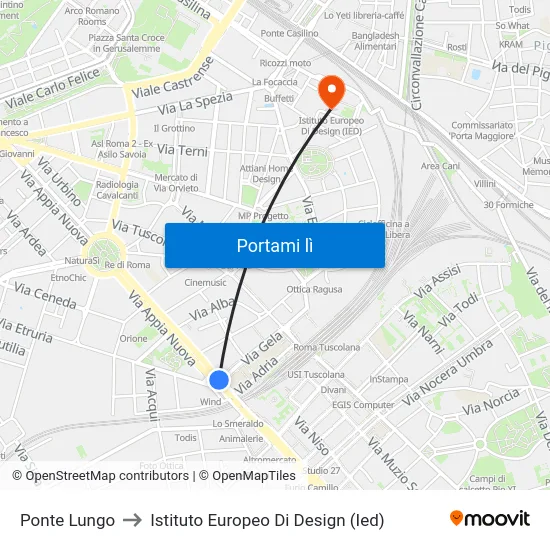 Ponte Lungo to Istituto Europeo Di Design (Ied) map