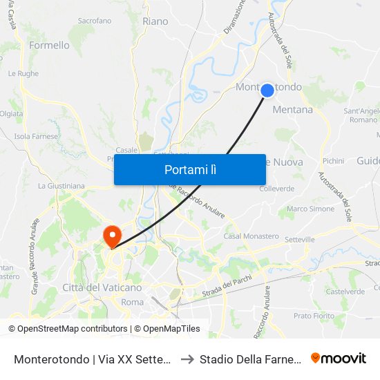 Monterotondo | Via XX Settembre to Stadio Della Farnesina map