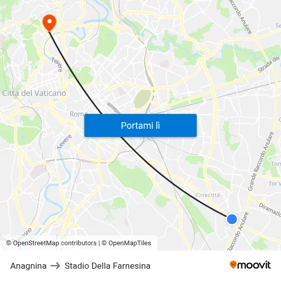 Anagnina to Stadio Della Farnesina map