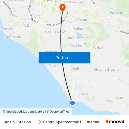 Anzio | Stazione FS to Centro Sperimentale Di Cinematografia map
