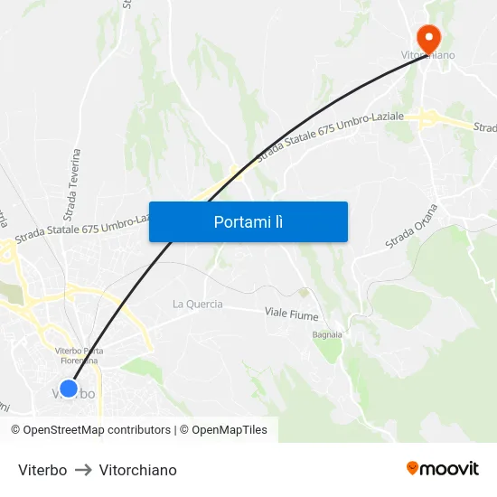Viterbo to Vitorchiano map