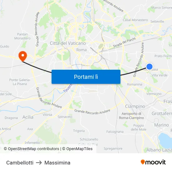 Cambellotti to Massimina map