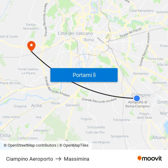 Ciampino Aeroporto to Massimina map