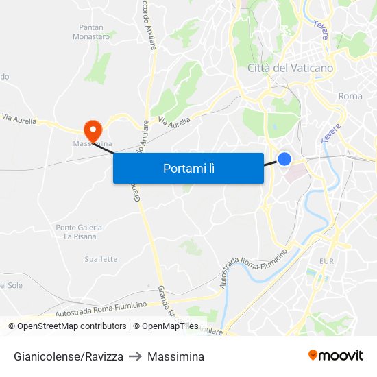 Gianicolense/Ravizza to Massimina map