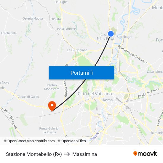 Stazione Montebello (Rv) to Massimina map