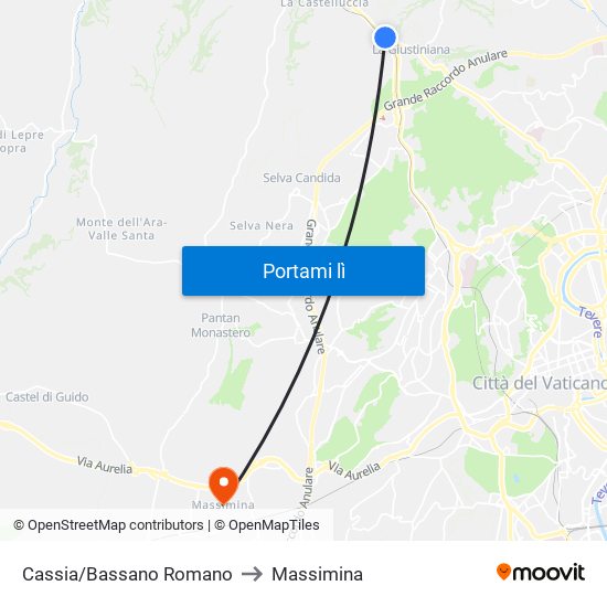 Cassia/Bassano Romano to Massimina map