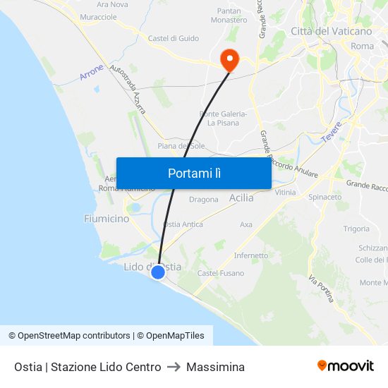 Ostia | Stazione Lido Centro to Massimina map
