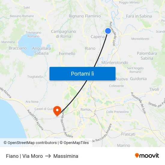 Fiano | Via Moro to Massimina map