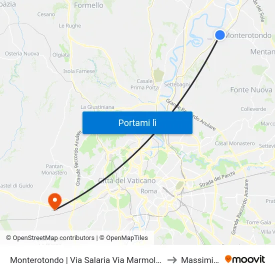 Monterotondo | Via Salaria Via Marmolada to Massimina map