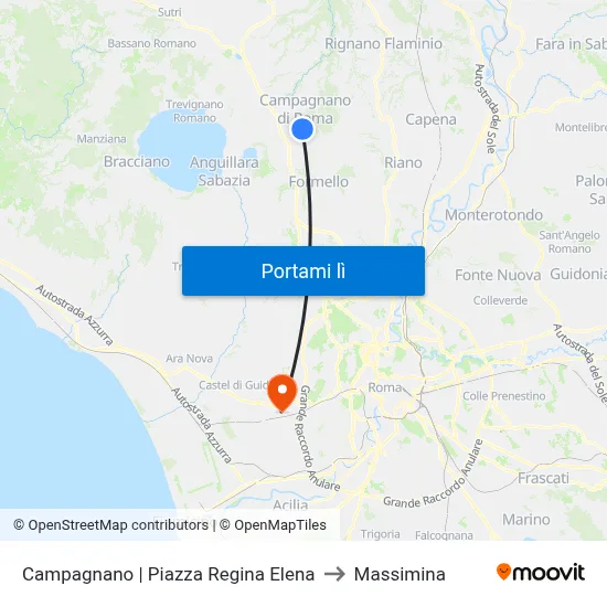 Campagnano | Piazza Regina Elena to Massimina map