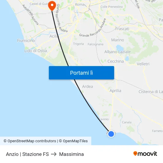 Anzio | Stazione FS to Massimina map