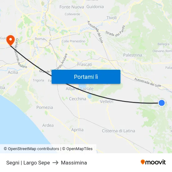 Segni | Largo Sepe to Massimina map