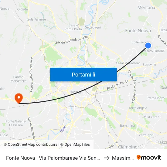 Fonte Nuova | Via Palombarese Via Santa Lucia to Massimina map