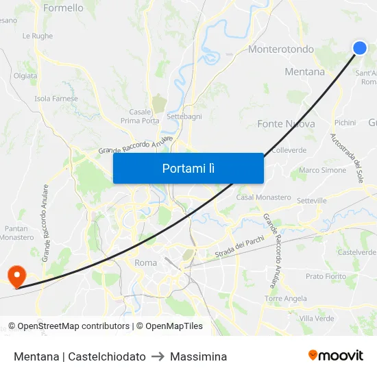 Mentana | Castelchiodato to Massimina map
