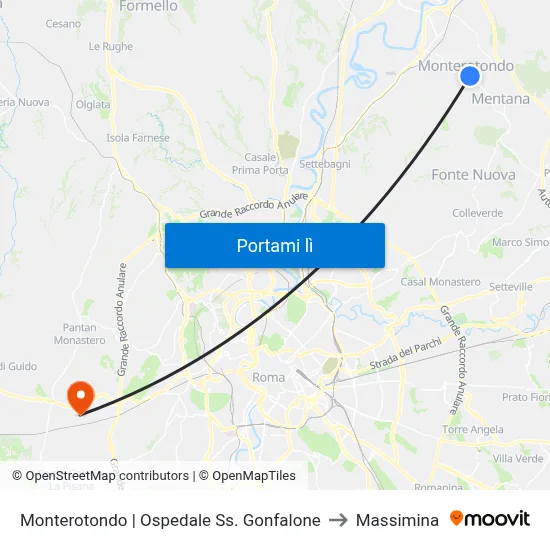 Monterotondo | Ospedale Ss. Gonfalone to Massimina map
