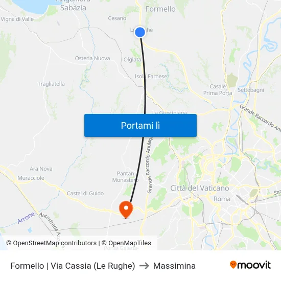 Formello | Via Cassia (Le Rughe) to Massimina map