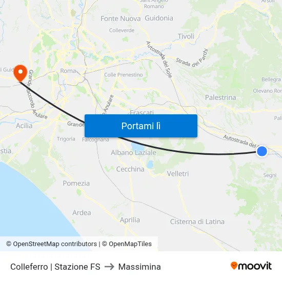 Colleferro | Stazione FS to Massimina map