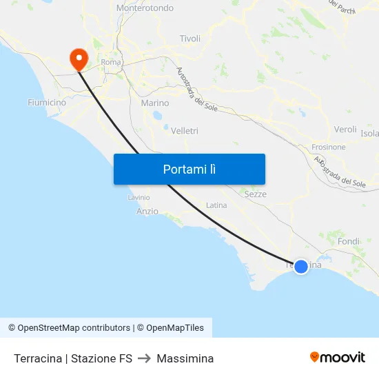 Terracina | Stazione FS to Massimina map