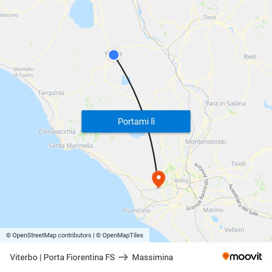Viterbo | Porta Fiorentina FS to Massimina map