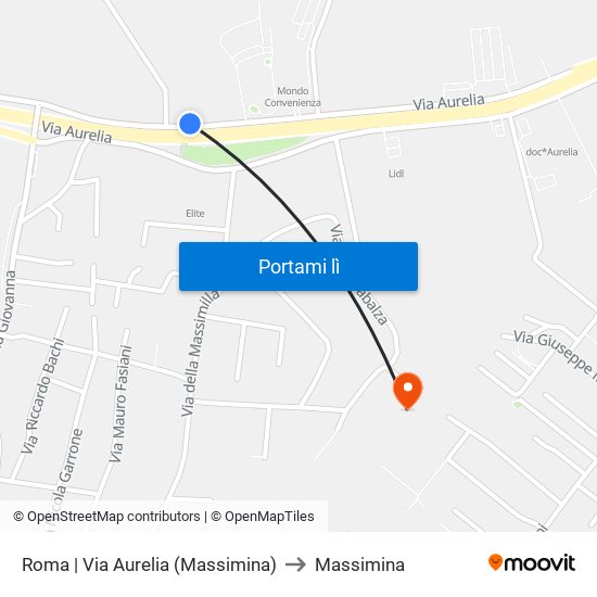 Roma | Via Aurelia (Massimina) to Massimina map