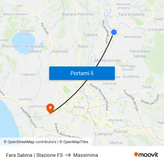 Fara Sabina | Stazione FS to Massimina map