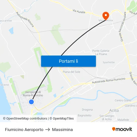 Fiumicino Aeroporto to Massimina map